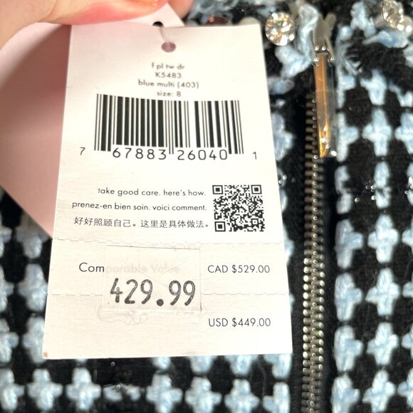 KATE SPADE Tweed Dress 8 Fit & Flare Preppy Old Money Parisian Chic NEW - Picture 6 of 12